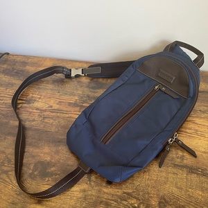 COACH Coach Shoulder Bag Nylon Navy Blue Brown Gender Neutral